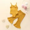 Baby Clothes Kids Clothing Sets Girls Summer Solid Color Article Pit Rompers Flare Pants Suits Child Sleeveless Sling Jumpsuit Sui1797765