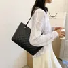 Kvällspåse quilted tote handväska stor för kvinnor trend 2022 kvinnors svarta stora väska damer portfölj vit brun axel med kedja