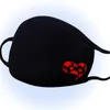Valentine Day Gezichtsmaskers Katoen Rood Hartvorm Gedrukt Zwart Gezichtsmaskers Herbruikbaar Stofdicht Warm Gezichtsmaskers