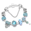 Mode 925 Sterling Silver Love Bowknot Heart Locker Key Murano Lampwork Glass European Charm Beads Crystal Dangle Fits Pandora Charm Bracelets Collier B8