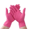 guantes desechables de nitrilo rosa
