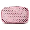 Nxy Cosmetic Bags Womens Fashion Dot Pattern Double Layer Makeup Bag (rose) 220302