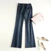 Women Boot Cut Jeans Long Stretch Flared Jeans Beautiful Blue Wide Leg Zipper Washed Retro Trousers For Autumn Winter Plus Size 201223