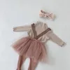 幼児の女の子かわいいメッシュオーバーオールベビーファッションのカバーオールズ0-2歳ベイビーカジュアル服210508