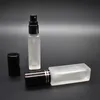 10mlフロストガラス香水スプレーボトルアトマイザー補充可能な空の香水ボトル黒スプレーキャップホットセールアマゾン