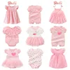 Vestiti per bambina appena nati abiti estivi rosa principessa bambine set di abbigliamento per la festa di compleanno 0 3 mesi robe bebe fille G1221