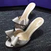 Sweet Women Mule Silk Slippe Butterfly Knot Mules Slipon Heels Slippers Satin Dress Causal Outdoor Shoes Femme Y2 39 s 93 r