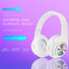 Draadloze hoofdtelefoon LED -licht Bluetooth 5.0 met microfoon opvouwbare hoofdtelefoon Hifi -hoofdband Fashion Headset Support TF/SD -afspelen