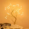 Lampes de nuit créatives LED rechargeables par USB, lumière d'arbre en perles, fil de cuivre, pour la décoration de la maison, lampes de table