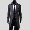 Mode Trench Coat hommes Double boutons Sobretudo Masculino coupe ajustée Long manteau pour hommes automne pardessus