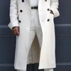 Man White Long Jackets Autumn Wool Blends Long Sleeve Trench Coat Fashion Men Plus Size Clothing Causal Winter Outerwear 20201