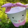 Bunny Ear Easter Baskets bag Check Rabbit Buckets Bunny Ears Easters Day Kids Gift Tote cute Bowtied children candy gifts basket