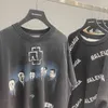 Летние толстовки Balencaigass мужские свитеры издание 2022 Париж Бренд немецкий колесчик мыть черный, как свободные B с короткими рукавами футболки мужские свитер