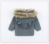 Neue Mode Babypullover Mantel Süßes Pelzkragen Tier mit Kapuze -Stricken Herbst Winter warme Kleidung für Baby