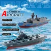 2.4GHz Remote Control Nave Portaerei Nave da guerra Battleship Cruiser Barca ad alta velocità RC Giocattolo da corsa Blu scuro