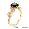 Anneaux de mariage Trendy Femelle Noir Cristal Pierre Bague De Luxe Jaune Or Couleur Engagement Dainty Mariée Ronde Pour Les Femmes1