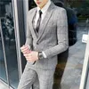 Suit Men Plaid Blazerspant Mens Business Suit Office Uniform Party Koreaanse Slim Fit Single Button Mens Tuxedo Aziatische maat 201106