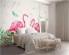 Beibehang niestandardowy tapeta ścienne ręcznie malowane liści flamingo pokoju dziecka przedszkola tło ściana 3d