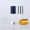 50 stuks / partij 5 ml etherische olie fles glazen rol op parfum voor oliën lege cosmetische behuizing met rollerflessen