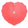 Röd hjärta form paraply romantisk parasoll långhanterade paraplyer för bröllop foto rekvisita-paraply valentins dag gåva Seaway zzf13541