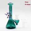 15cm Tall Hunter Glass Bongs i lager Vattenrörskålfog 14.4mm Bubbler Mörkgröna Bongs Oljeplattformar Gratis fraktkrok