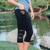 Sexy Women Yoga Leggings Capri Pants Leggings Sport Fitness Gym High Waist Mesh 3/4 Trousers SAL99 H1221