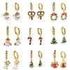 Nuevos y populares aretes navideños con incrustaciones de diamantes que adornan la campana del árbol de Navidad aretes de regalo de muñeco de nieve personalizados