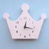 Hölzerne Krone Wanduhr Kinder Mädchen Zimmer Dekor Lila Rosa Dekorative Prinzessin Uhren Modernes Design Hängende Ornamente Dropshipping LJ201204