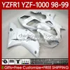 Carene OEM bianche lucide per YAMAHA YZF-R1 YZF1000 YZF R 1 1000 CC YZFR1 98 99 00 01 Carrozzeria 82No.89 YZF R1 1000CC 1998 1999 2000 2001 YZF-1000 98-01 Kit corpo moto