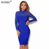 YGYEEG Neue Mode Frauen Bodycon Dess Elegante Mesh Sheer Langarm Schlank Stretch Damen Kleider Party Club Vestidos Streetwear1