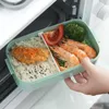 Stainless Steel cute lunch box for kids food container storage boxs Wheat Straw Material Leak-Proof japanese style bento box 201208