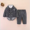 Sets 4pcs de buena calidad para niños Traje de estilo Caballero JacketsshirtsBowTIpants Baby Boy Relling Futfits4221808