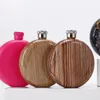 Russian Special Shaped Wine Pot 5 Oz Round Bottle Portable Stainless Steel Marble Pattern Hip Flask LX3759