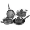 Supervärde 8 stycken Nonstick Cookware Set Pots and Frying Pan Set With Glass Lids Oven Safe Diskmaskin Safe Touch Handtag T200523