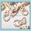 4 Braccialetti per allattamento per bambini Massaggiagengive in legno Perline di sile Dentizione Sonagli in legno Giocattoli Cartone animato Animale Regalo Consegna a goccia 2021 Altro Alimentazione Baby Kid