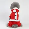 Natale Pet Dog Tuta Cat Clothes Warm Fleece Jumper Puppy Pet Pigiama Cane Abito rosso per cani di taglia piccola S-XXL Pet Supplies 201114