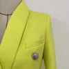 Haute qualité Date Designer de mode Blazer Col châle pour femme Boutons en métal à double boutonnage Long Blazer Veste extérieure 201201