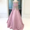 Glitter Pageant Jurken voor Tieners Juniors 2020 Prachtige Roze Glitter Stof Cap Sleeves Pageant Party Jurken Lace-Up Ab Stones Crystals