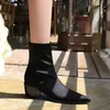 Women Ankle Boots Ladies Shoes ZIP Mid Calf Boots Square Heel Soft Stretch Fabric Long Boot Footwear Woman Fashion Autumn Winter