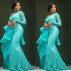 Aso Ebi Plus Size Abendkleider Peplum Eine Schulter Meerjungfrau Spitze Prom Kleider African Dubai Party Kleider LJ201119