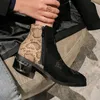 Vendita calda 2020 Big size 33-48 moda inverno donna tacco medio punta tonda scarpe da donna in pelle pu zip stivaletti donna