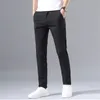 Mens Thin Pants Solid Color Pants Smart Casual Business Fit Body Stretch Trousers Men Cotton Formal Breathable Trousers 201110