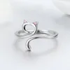 Mode Leuke 925 Sterling Zilver Kat Vormige Kitten Huisdier Verstelbare Band Wrap Vinger Ring Voor Meisjes Kerstcadeaus37076199424220