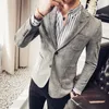 Hirschleder Leder Jacke Blazer Masculino Casual Anzug Jacke Korea Slim Fit Mantel Männer Nachtclub Bühne Sängerin Veste Kostüm Homme 220310