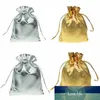 100pc Shiny Jewelry Packing Gold Silver Color Foil Cloth Drawstring Velvet Bag 7x9 9x12 11x16 13x18 Wedding Gift Bags & Pouches