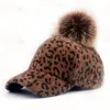Ball Caps Baseball Cap Leopard Big Pom Hat Women Autumn Winter Fashion Thick Warm Ladies