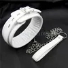White Leather Bondage Binding Handcuffs Foot Cuffs Restraining Neck Collar Traction Rope Slaves A98