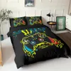 ゲームパッドの寝具セットクイーンサイズの布団カバークリエイティブブラックの掛け布団ベッドカバーセットハウスデクエットベッドクロテ2/3 PCS C0223