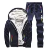 Tracksuits Men Sweatshirt Sporting Set Winter Warm Thick Casual Fleece Suit Jacket Pants 2st Mens Track Suit Sportswear Coat 201116