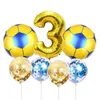 7 Pcslot Football Football Thème Rond Ballons De Basket-ball Confettis Latex Ballon D'hélium Sport Rencontrer Garçon Fête D'anniversaire Boule Décor Y4861900